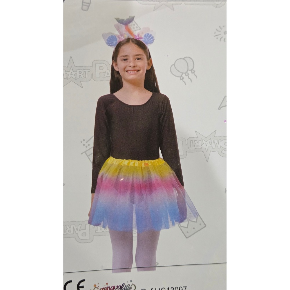 Amscan Kids Mermaid Costume Set Rainbow Ombre Tutu and Shell‎ Headband New